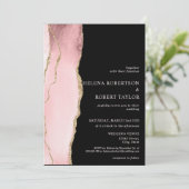 Invitation Agate rose vif moderne arrière - plan noir (Debout devant)