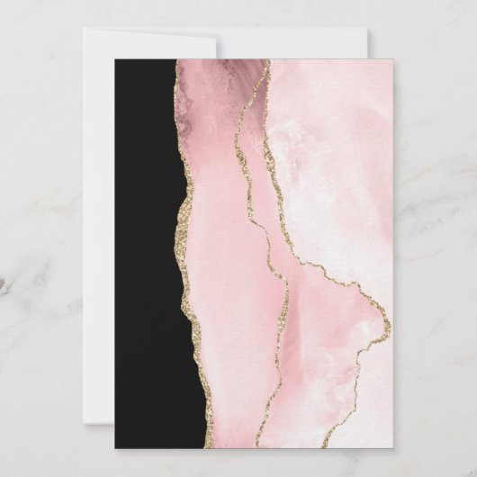 Invitation Agate rose vif moderne arrière - plan noir (Dos)