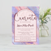 Invitation Agate Rose Violet Espagnol 40e Anniversaire Pour E (Debout devant)