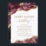 Invitation Agate Sweet 16 Anniversaire Bourgogne Gold Invitat<br><div class="desc">Agate Geode Bourgogne et Gold Foil Invitations de fête d'anniversaire - comprend un script moderne magnifique et élégant pour la fête d'anniversaire du Sweet sixteen spécial (16e).</div>