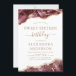 Invitation Agate Sweet 16 Anniversaire Bourgogne Or<br><div class="desc">Agate Geode Bourgogne et Gold Foil Invitations de fête d'anniversaire - comprend un script moderne magnifique et élégant pour la fête d'anniversaire du Sweet sixteen spécial (16e).</div>