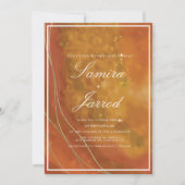 Invitation Agate Terracotta main Aquarelle Faux Mariage or (Devant)