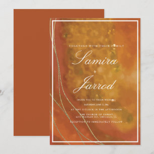 Invitation Agate Terracotta Main Peinture à l'eau Faux Or Mar