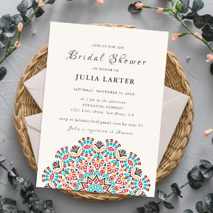 Invitation Agate Turquoise Bleu Vert Floral Mandala Enterreme