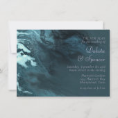 Invitation Agate Turquoise cristallisée | Pierre marbrée noir (Devant)