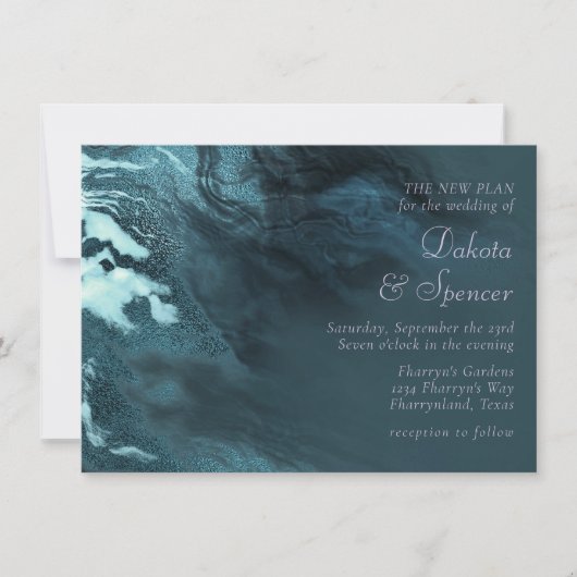 Invitation Agate Turquoise cristallisée | Pierre marbrée noir (Devant)