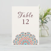 Invitation Agate Turquoise Mandala Wedding Table Number (Debout devant)