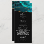 Invitation Agate Turquoise moderne et ruban doré sur le menu  (Devant / Derrière)