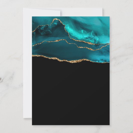 Invitation Agate Turquoise & Or moderne pierre Abstrait Anniv (Dos)