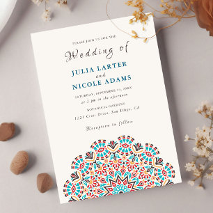 Invitation Agate Turquoise Sarcelle & Vin Mandala Mariage