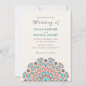 Invitation Agate Turquoise Turquoise & Vin Floral Mandala Mar (Devant)