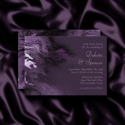 Invitation Agate violette cristallisée | Changement de date m