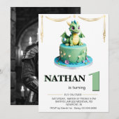 Invitation *~* AGE 1 Baby Dragon Photo AP88 Anniversaire (Devant / Derrière)