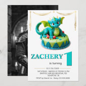 Invitation *~* AGE 1 Dragon Photo AP88 Anniversaire (Devant / Derrière)