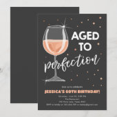 Invitation Âgé à la perfection Vin Rose Surprise Anniversaire (Devant / Derrière)