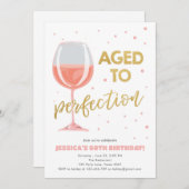 Invitation Âgé à la perfection Vin Rose Surprise Anniversaire (Devant / Derrière)