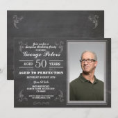 Invitation Âgé à la photo des hommes de craie d'anniversaire (Devant / Derrière)