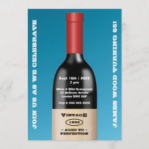 Invitation Âgé à l'anniversaire vintage du vin   de