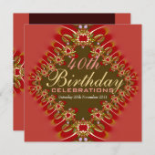 Invitation Âge Anniversaire Delicate & Grandes Célébrations (Devant / Derrière)