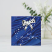 Invitation Age Anniversaire Fête Bleu Argent (Debout devant)