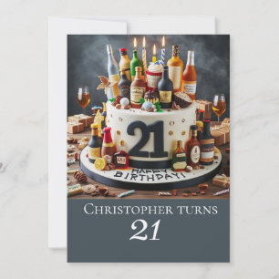INVITATION ÂGE DE BOIRE GÂTEAU D'ANNIVERSAIRE, 21E FÊTE