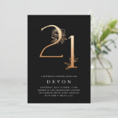 Invitation Âge d'or | Rose Gold 21st Birthday Party Invitatio (Debout devant)