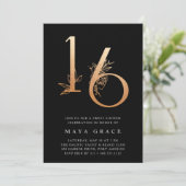 Invitation Âge d'or | Rose Gold Sweet 16 Anniversaire (Debout devant)