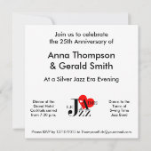 Invitation Âge du Jazz Argent 25e Anniversaire de Mariage (Dos)