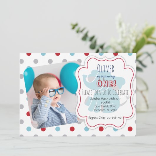 Invitation Âge d'un an (Debout devant)