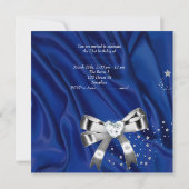 Invitation Âge Fête d'anniversaire Bleu Argent (Dos)