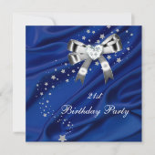 Invitation Âge Fête d'anniversaire Bleu Argent (Devant)