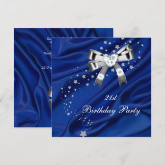 Invitation Âge Fête d'anniversaire Bleu Argent