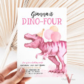 Invitation AGE modifiable rose T-Rex Dinosaures Anniversaire