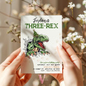 Invitation AGE modifiable T-Rex Green Dinosaures Anniversaire