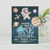 Invitation Âge personnalisé Anniversaire de l'astronaute spat (Debout devant)