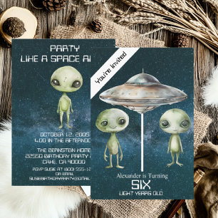 Invitation Âge personnalisé Espace extra-atmosphérique Alien 