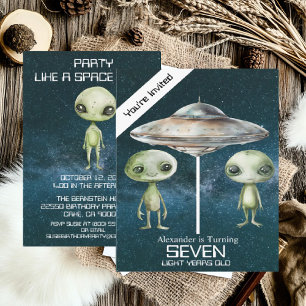 Invitation Âge personnalisé Espace extra-atmosphérique Alien