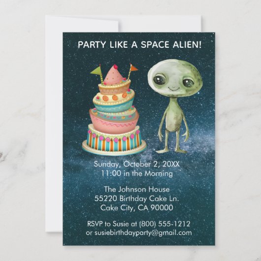 Invitation Âge personnalisé Invasion Alien Espace extra-atmos (Dos)