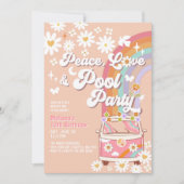 Invitation AGE Pink Peace Love Pool Party Super Anniversaire (Devant)
