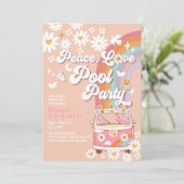 Invitation AGE Pink Peace Love Pool Party Super Anniversaire (Debout devant)