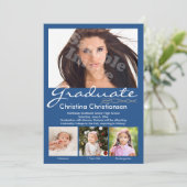 Invitation Age Progression Photo Bleu Moderne Graduation (Debout devant)