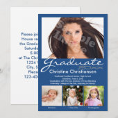 Invitation Age Progression Photo Bleu Moderne Graduation (Devant / Derrière)