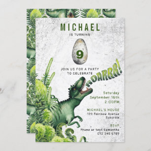 Invitation AGE T-Rex Dinosaur fête d'anniversaire garçon