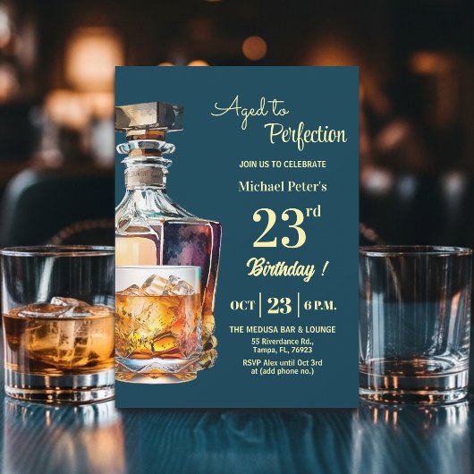 Invitation Aged to Perfection Men 23rd Whiskey Birthday 