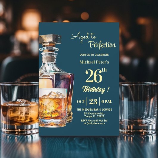 Invitation Aged to Perfection Men 26th Whiskey Birthday 