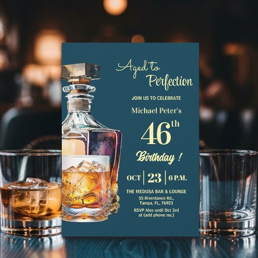 Invitation Aged to Perfection Men 46th Whiskey Birthday 