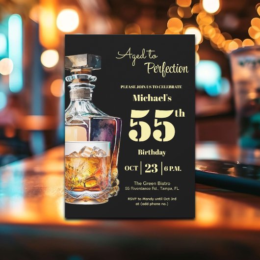 Invitation Aged to Perfection Men 55th Whiskey Birthday 