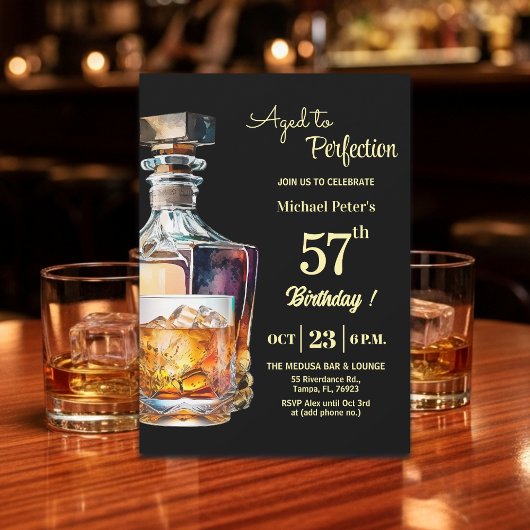 Invitation Aged to Perfection Men 57th Whiskey Birthday