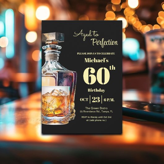 Invitation Aged to Perfection Men 60th Whiskey Birthday 