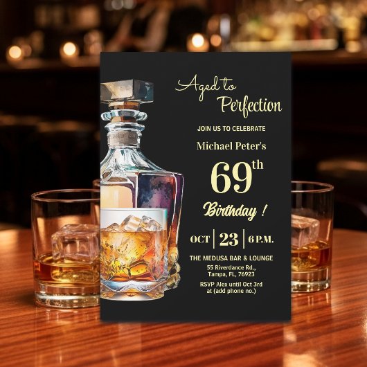 Invitation Aged to Perfection Men 69th Whiskey Birthday 